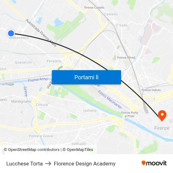 Lucchese Torta to Florence Design Academy map