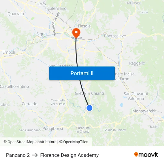 Panzano 2 to Florence Design Academy map