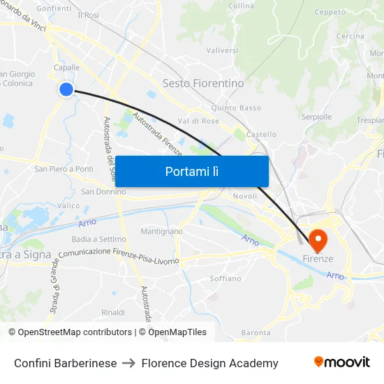 Confini Barberinese to Florence Design Academy map