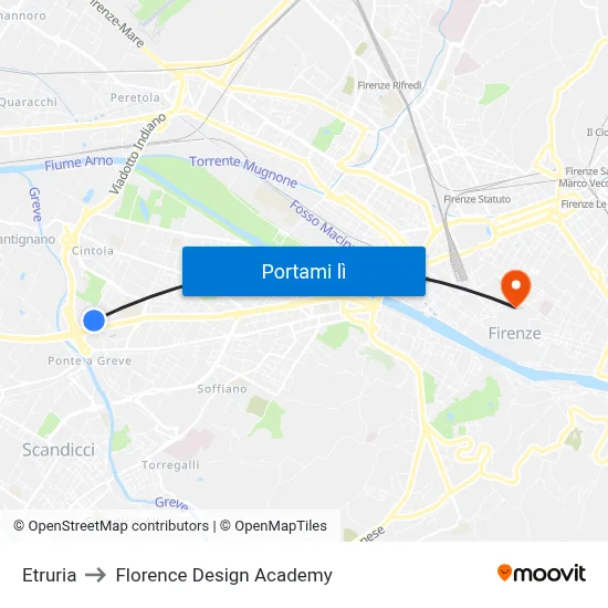 Etruria to Florence Design Academy map