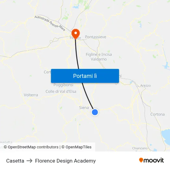 Casetta to Florence Design Academy map