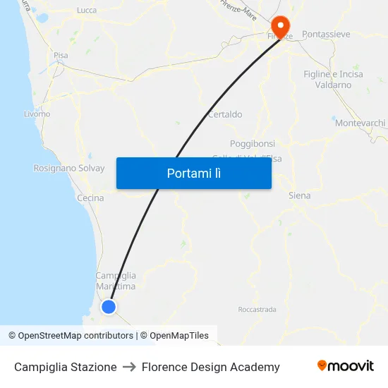 Campiglia Stazione to Florence Design Academy map