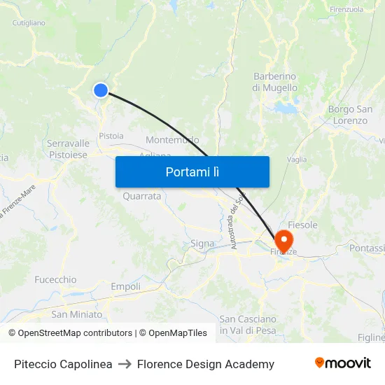 Piteccio Capolinea to Florence Design Academy map