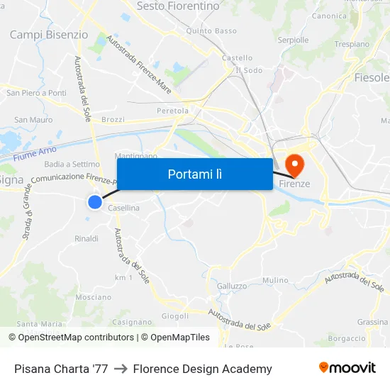 Pisana Charta '77 to Florence Design Academy map