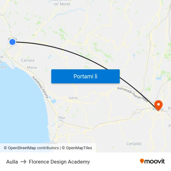 Aulla to Florence Design Academy map