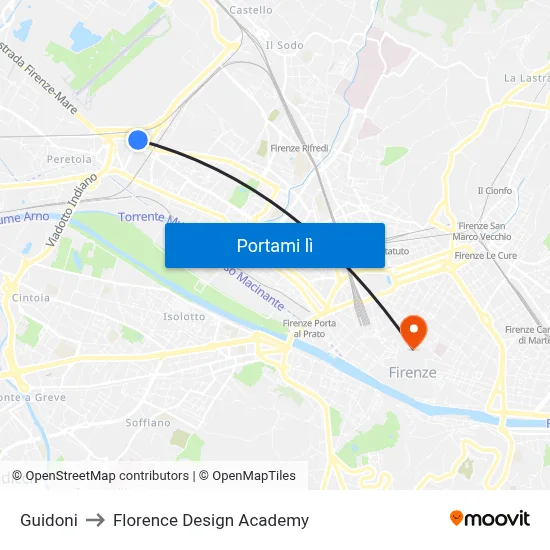 Guidoni to Florence Design Academy map