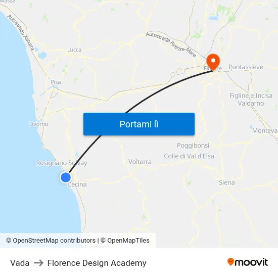 Vada to Florence Design Academy map