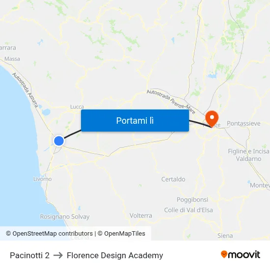 Pacinotti 2 to Florence Design Academy map
