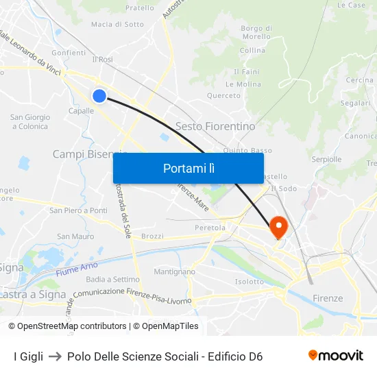 I Gigli to Polo Delle Scienze Sociali - Edificio D6 map