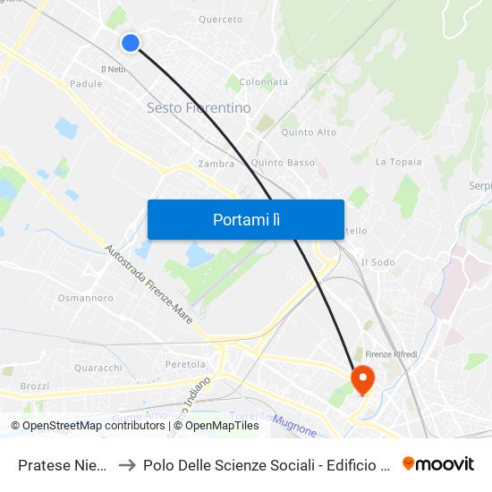 Pratese Nievo to Polo Delle Scienze Sociali - Edificio D6 map