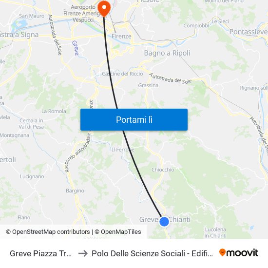 Greve Piazza Trento to Polo Delle Scienze Sociali - Edificio D6 map