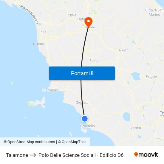 Talamone to Polo Delle Scienze Sociali - Edificio D6 map