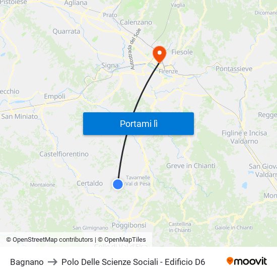 Bagnano to Polo Delle Scienze Sociali - Edificio D6 map