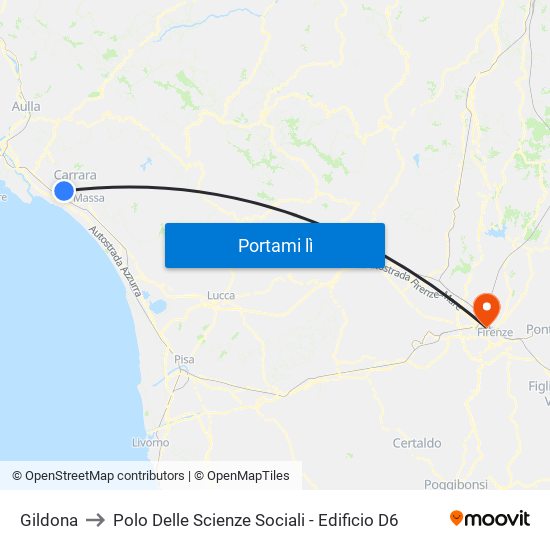 Gildona to Polo Delle Scienze Sociali - Edificio D6 map