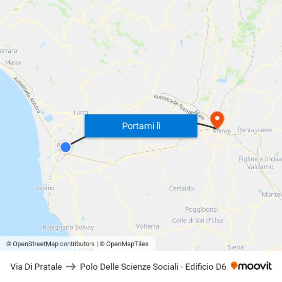 Via Di Pratale to Polo Delle Scienze Sociali - Edificio D6 map