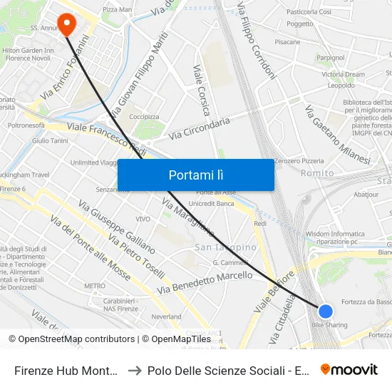 Firenze Hub Montelungo to Polo Delle Scienze Sociali - Edificio D6 map