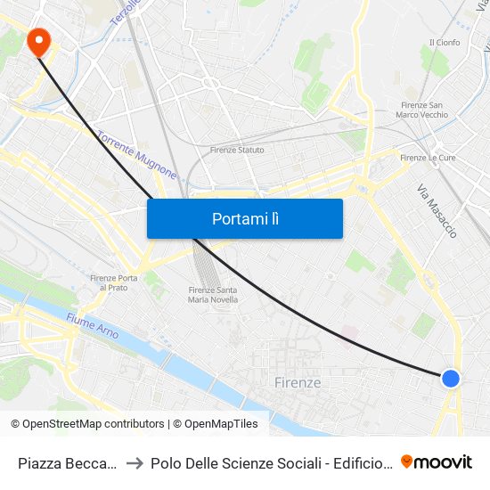 Piazza Beccaria to Polo Delle Scienze Sociali - Edificio D6 map