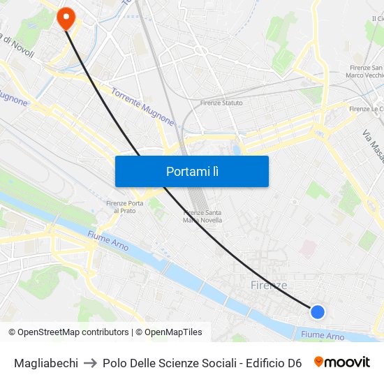 Magliabechi to Polo Delle Scienze Sociali - Edificio D6 map