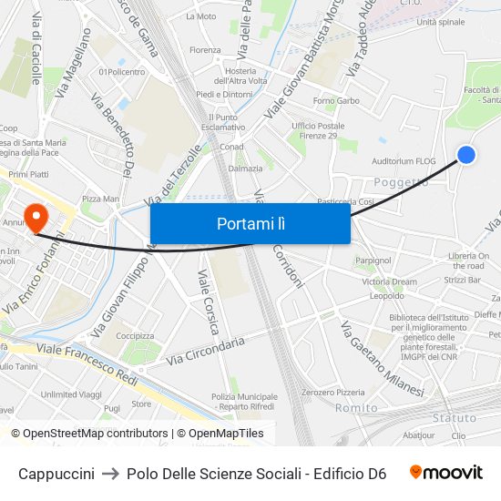 Cappuccini to Polo Delle Scienze Sociali - Edificio D6 map