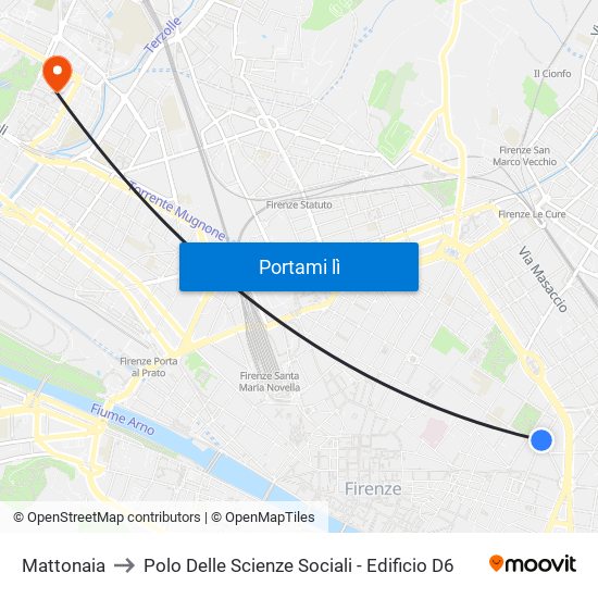 Mattonaia to Polo Delle Scienze Sociali - Edificio D6 map