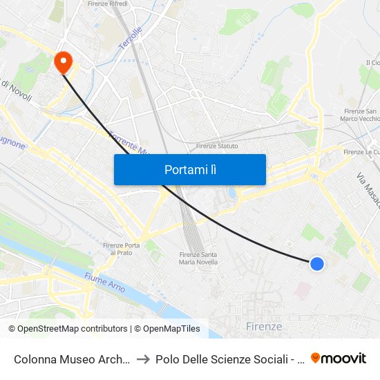 Colonna Museo Archeologico to Polo Delle Scienze Sociali - Edificio D6 map