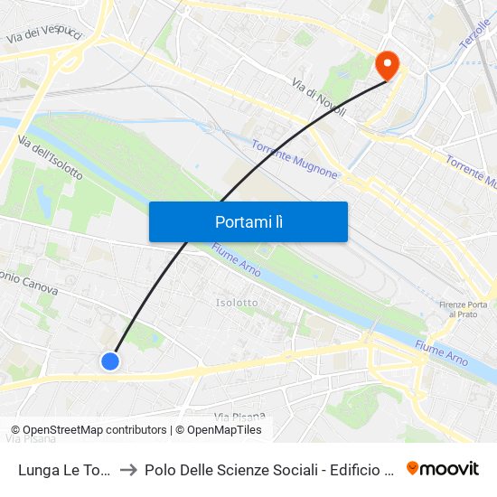 Lunga Le Torri to Polo Delle Scienze Sociali - Edificio D6 map
