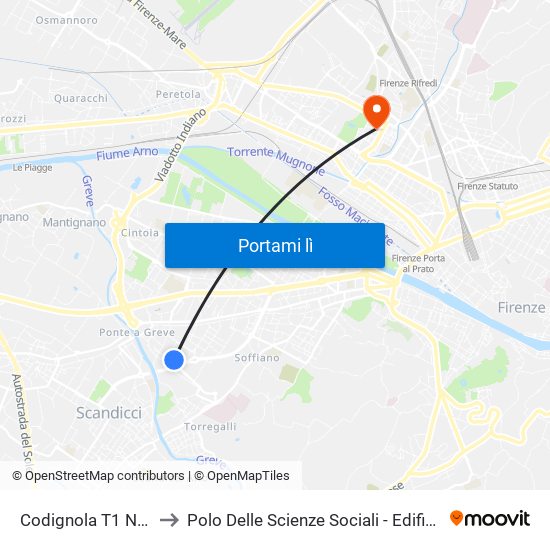 Codignola T1 Nenni to Polo Delle Scienze Sociali - Edificio D6 map