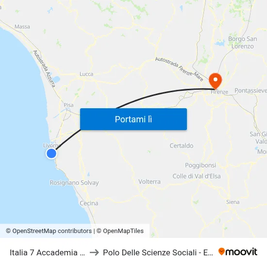 Italia 7 Accademia Navale to Polo Delle Scienze Sociali - Edificio D6 map