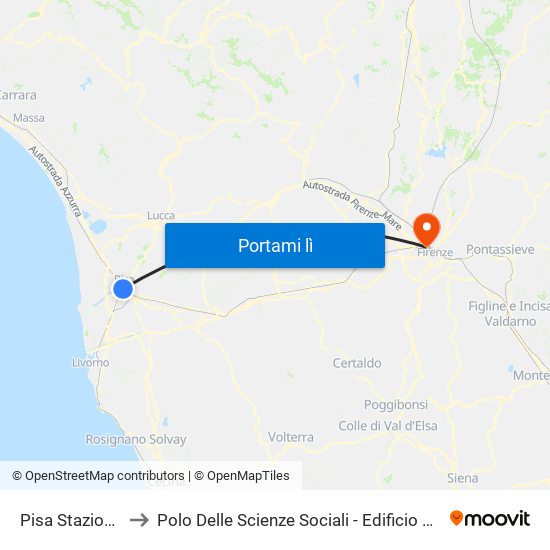 Pisa Stazione to Polo Delle Scienze Sociali - Edificio D6 map