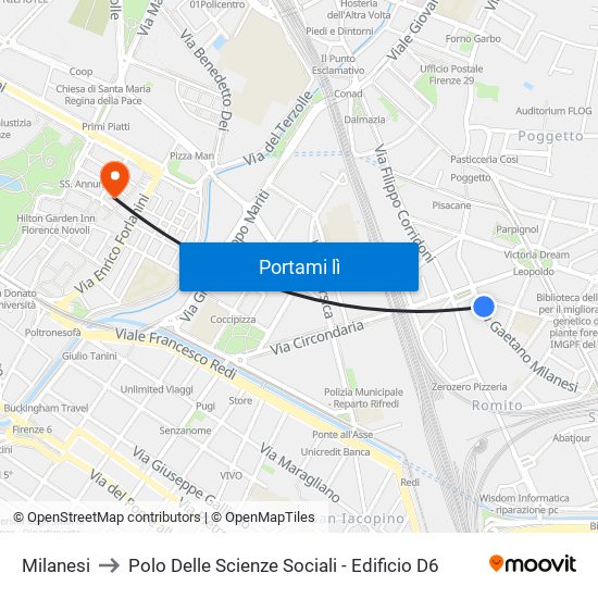 Milanesi to Polo Delle Scienze Sociali - Edificio D6 map
