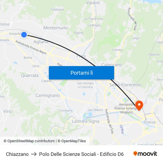 Chiazzano to Polo Delle Scienze Sociali - Edificio D6 map