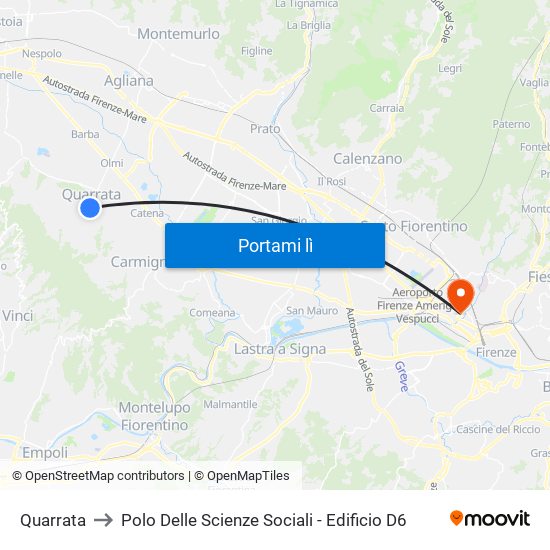 Quarrata to Polo Delle Scienze Sociali - Edificio D6 map