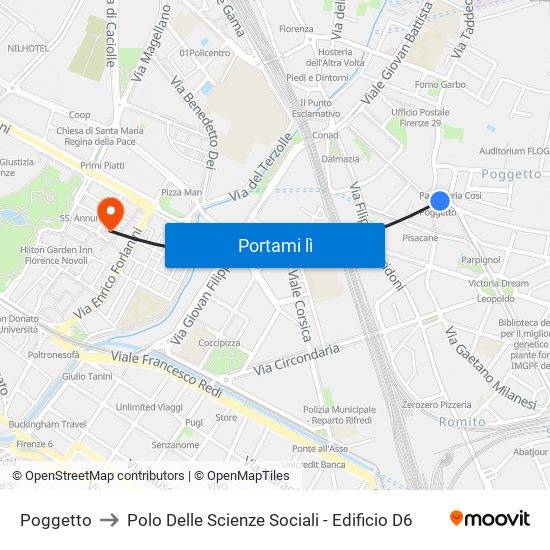 Poggetto to Polo Delle Scienze Sociali - Edificio D6 map