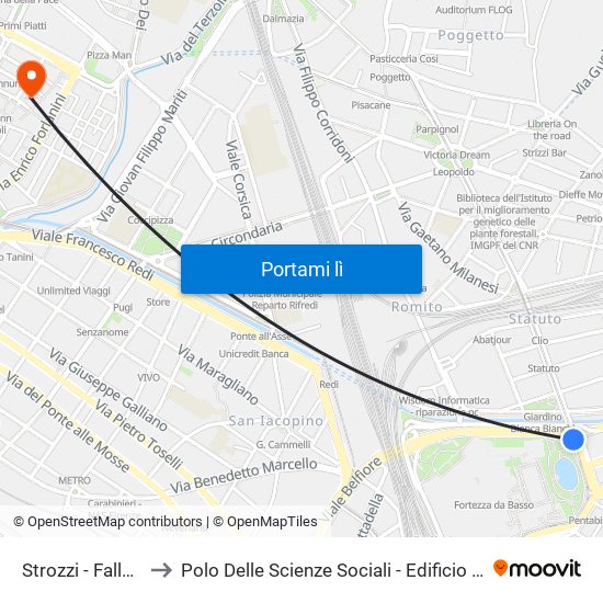 Strozzi - Fallaci to Polo Delle Scienze Sociali - Edificio D6 map