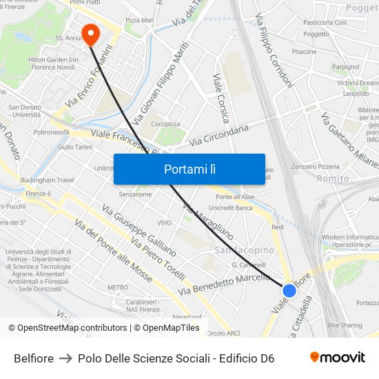 Belfiore to Polo Delle Scienze Sociali - Edificio D6 map