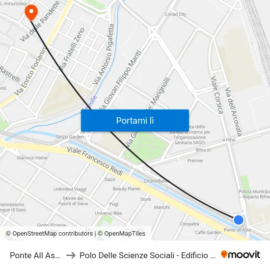 Ponte All Asse to Polo Delle Scienze Sociali - Edificio D6 map