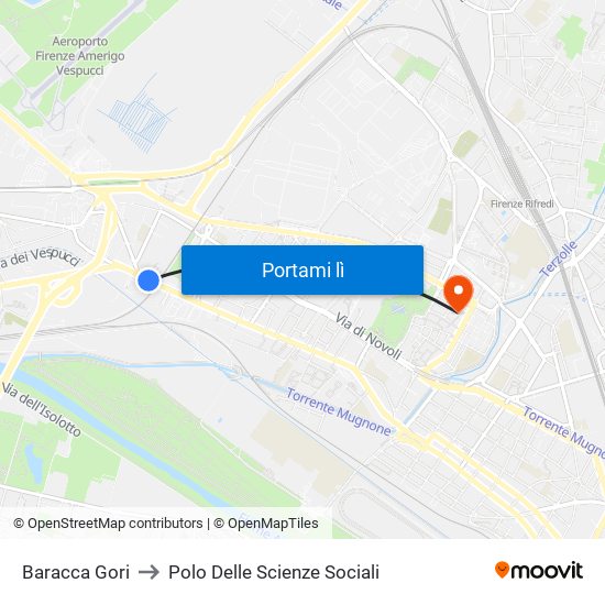 Baracca Gori to Polo Delle Scienze Sociali map