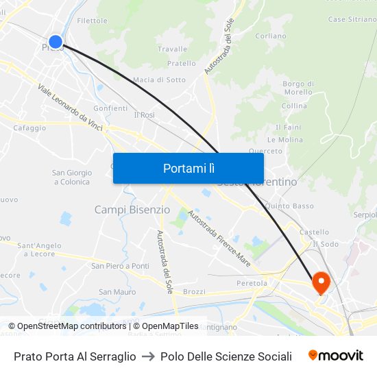 Prato Porta Al Serraglio to Polo Delle Scienze Sociali map