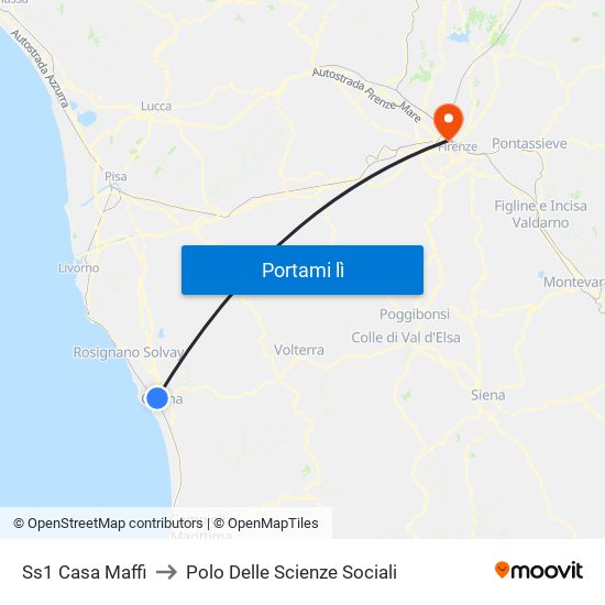 Ss1 Casa Maffi to Polo Delle Scienze Sociali map