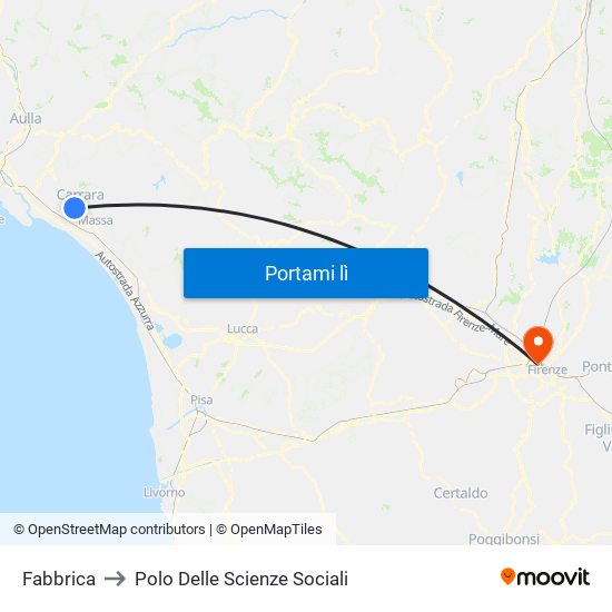 Fabbrica to Polo Delle Scienze Sociali map