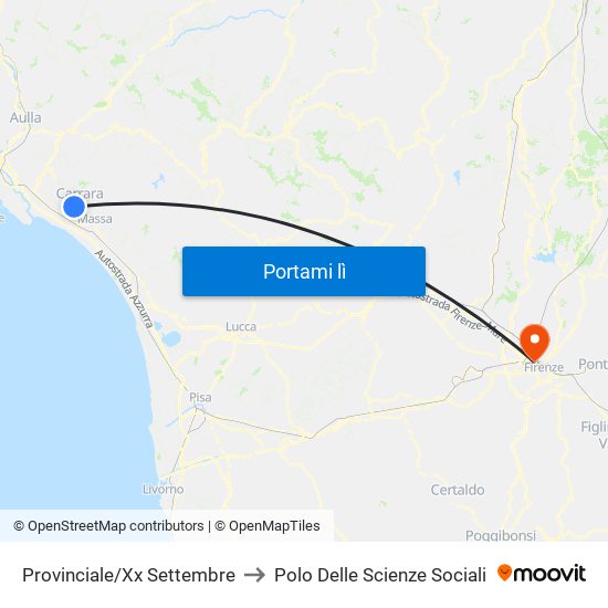 Provinciale/Xx Settembre to Polo Delle Scienze Sociali map