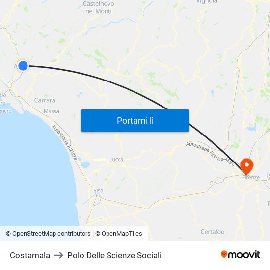 Costamala to Polo Delle Scienze Sociali map