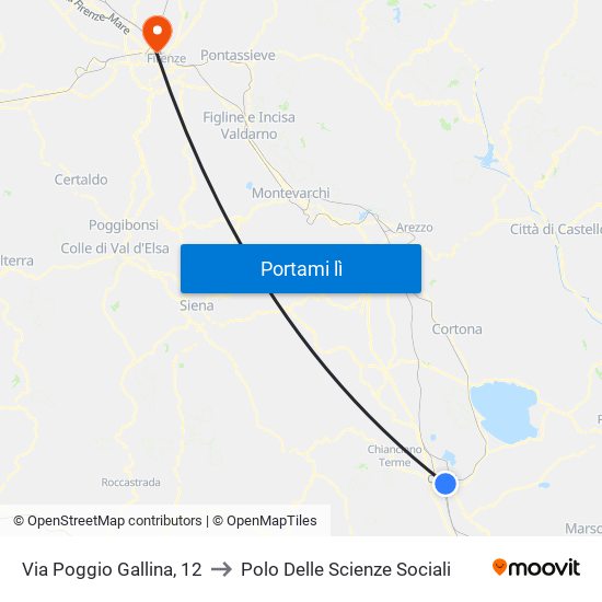 Via Poggio Gallina, 12 to Polo Delle Scienze Sociali map