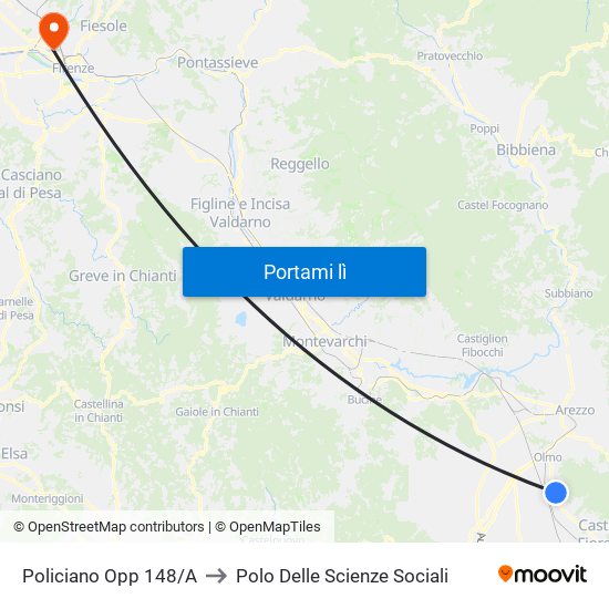 Policiano Opp 148/A to Polo Delle Scienze Sociali map