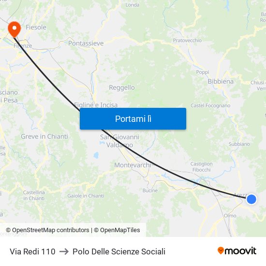 Via Redi 110 to Polo Delle Scienze Sociali map