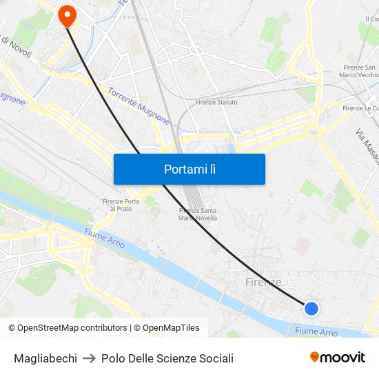 Magliabechi to Polo Delle Scienze Sociali map