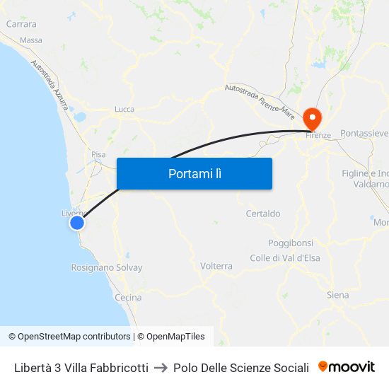 Libertà 3 Villa Fabbricotti to Polo Delle Scienze Sociali map