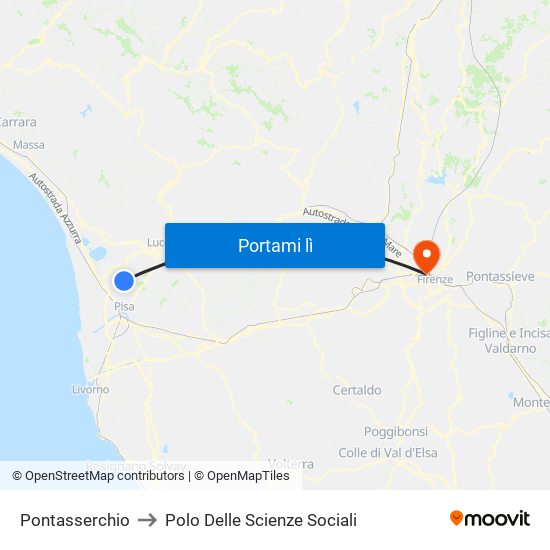 Pontasserchio to Polo Delle Scienze Sociali map