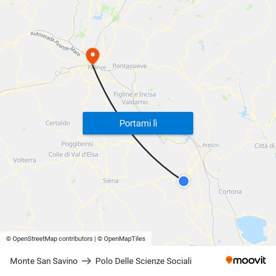 Monte San Savino to Polo Delle Scienze Sociali map