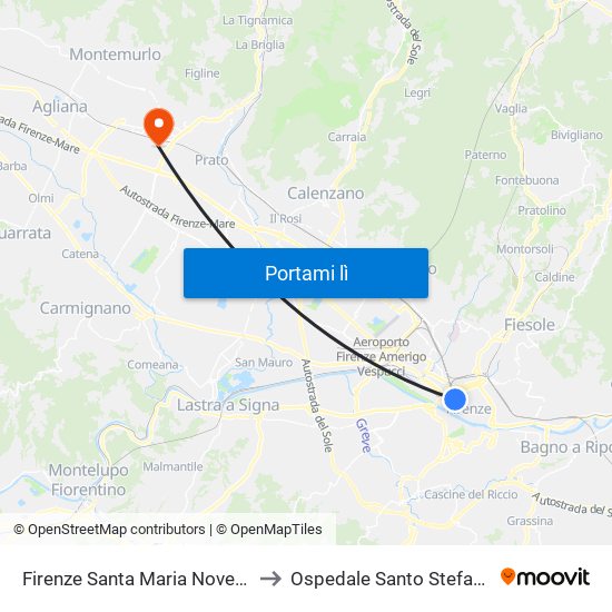 Firenze Santa Maria Novella to Ospedale Santo Stefano map